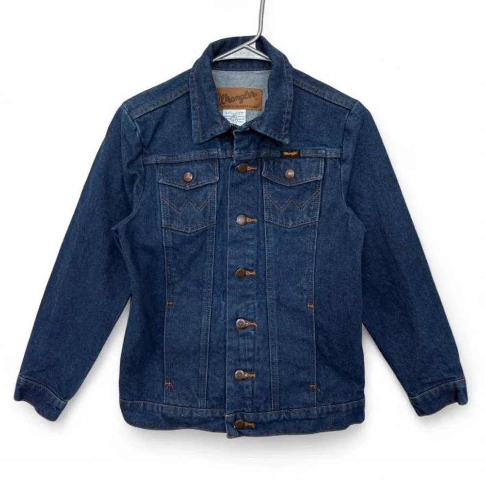 Boys Wrangler Cowboy Cut Unlined Denim Jacket Large Western Ranch Outerwear‎
